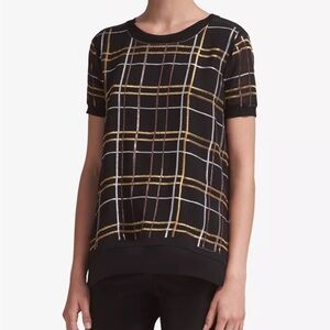 DKNY bold blooms sequin top